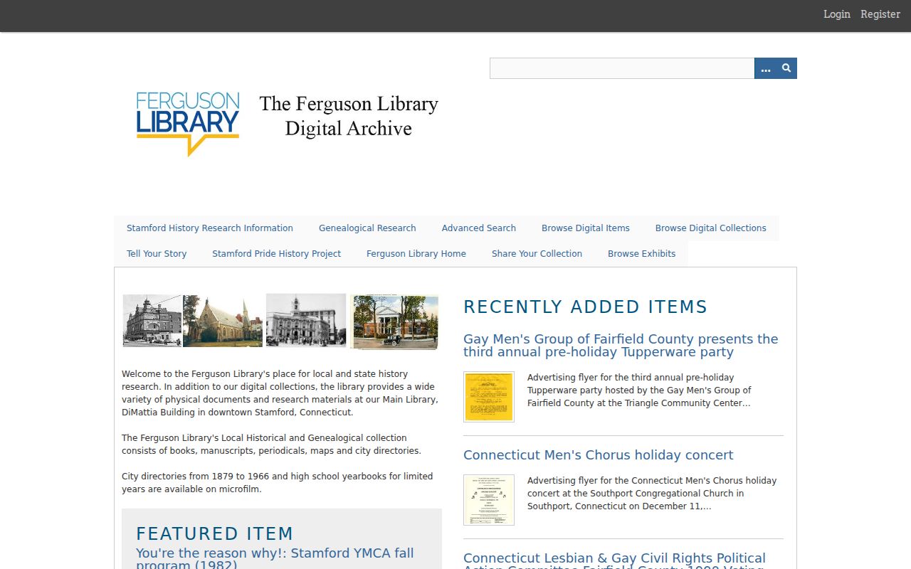 Stamford city directory pages in the Ferguson digital archive