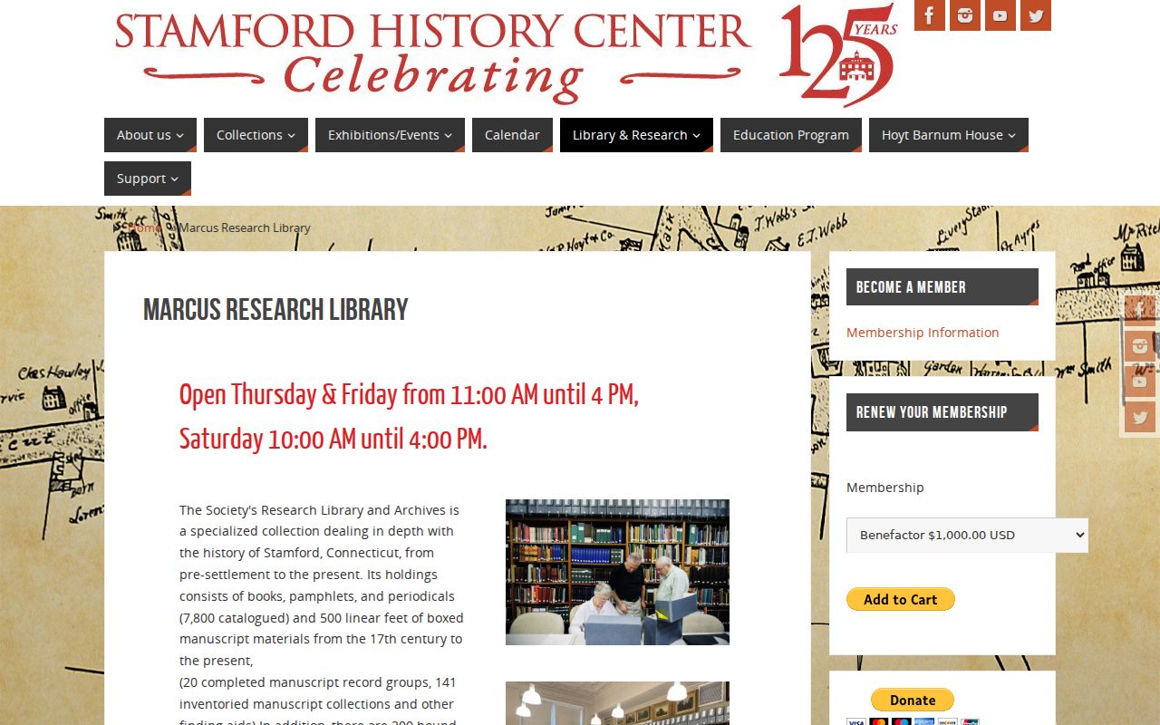 Stamford city directory research shelves at Marcus Research Library