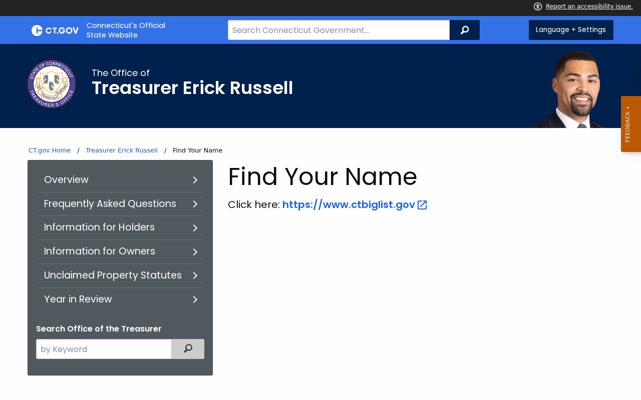 Stamford residents directory Connecticut unclaimed property lookup