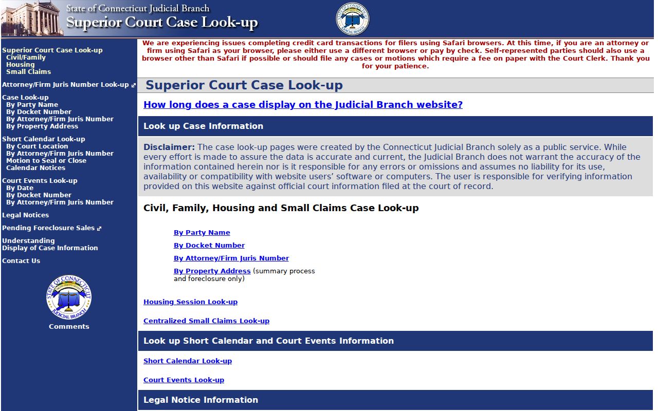 Stamford residents directory Connecticut court lookup