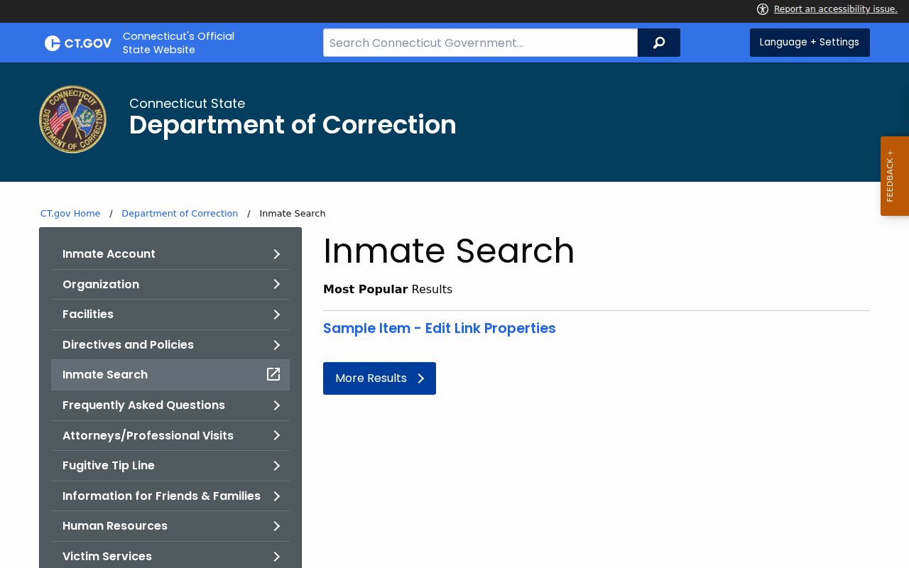 Stamford resident lookup Connecticut DOC inmate search
