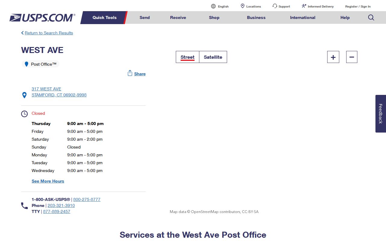Stamford ZIP code directory West Avenue USPS location