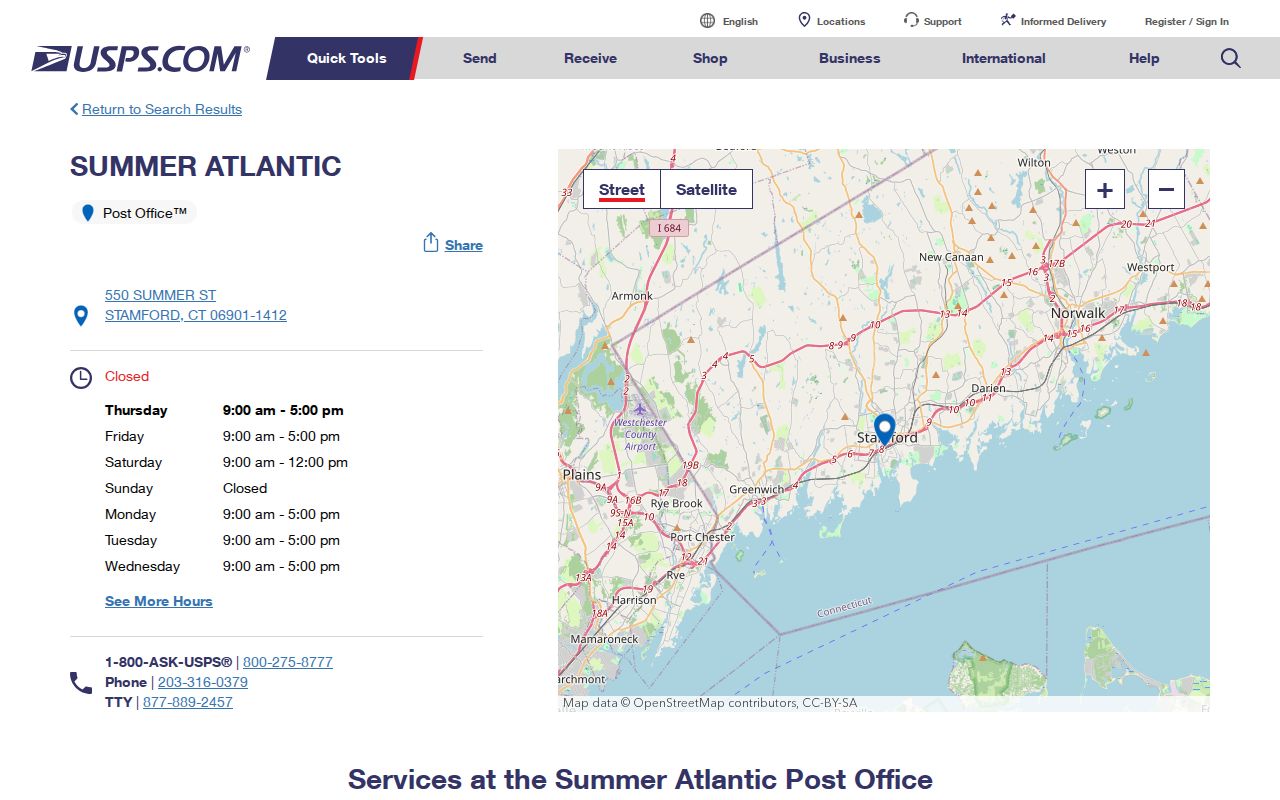 Stamford ZIP code directory Summer Atlantic USPS location